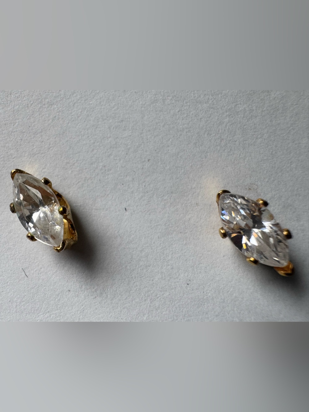 Marquise cut clear stone gold tone earring studs